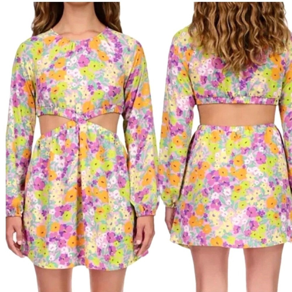 Sanctuary Fresh Garden NWT Cut Out Floral Multi Color Mini‎ Dress Size Large - Picture 8 of 10